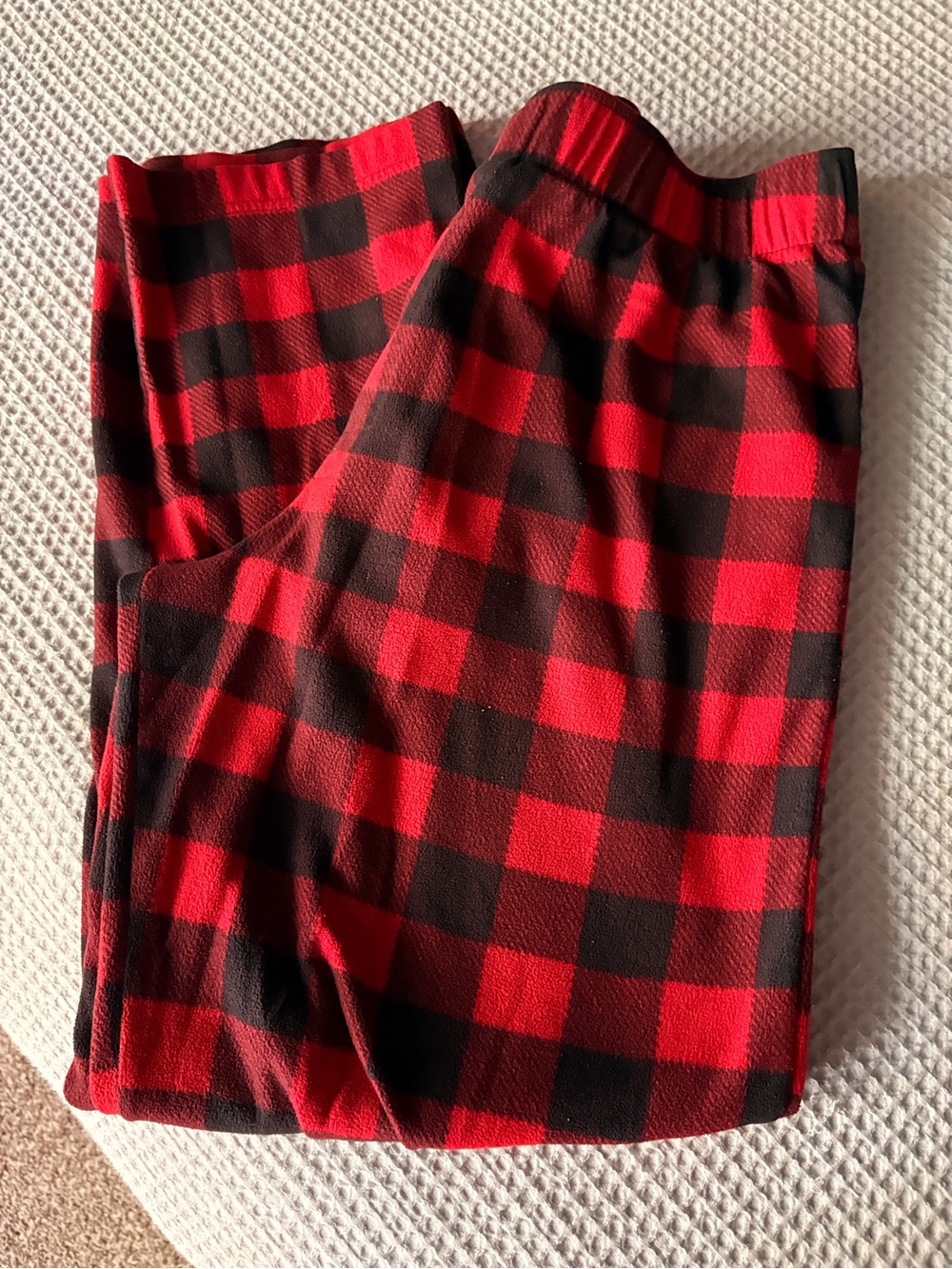 Red and Black Buffalo Plaid Fleece Bottoms